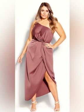 City Chic One Shoylder Evening Dress Rose Pink Size XL (22) 3x NWT